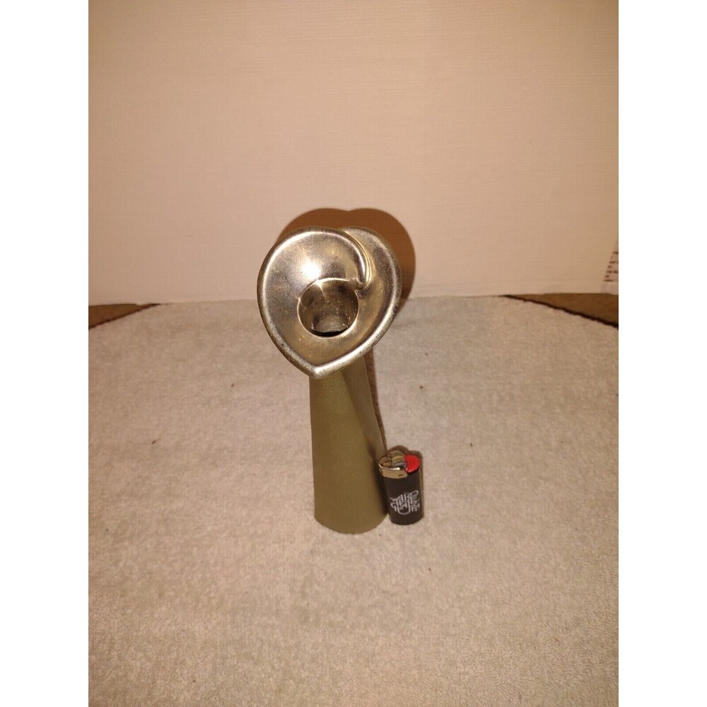vintage 80s ARTDECO silver zinc lotus lily flower vase 9”